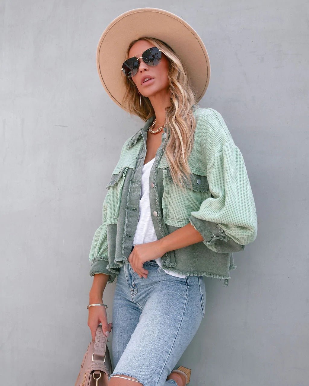 WW | Tone Cropped Denim Jacke - Ballonärmel - Trendy Schichtelement - Lässiger Stil