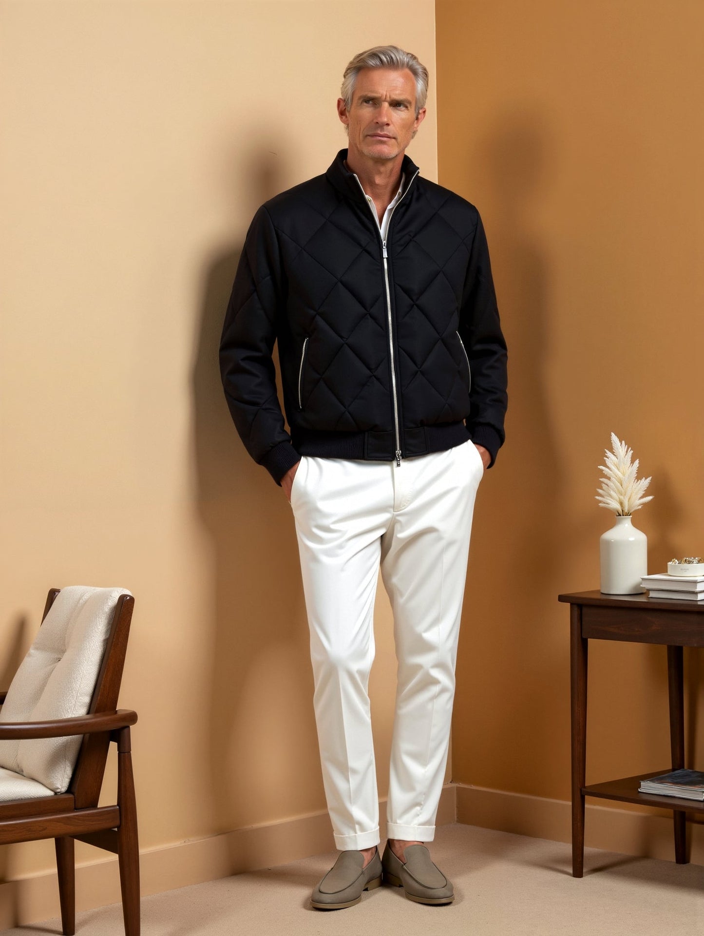WW | Men's winter jacket with a classic fit and front zipper closure