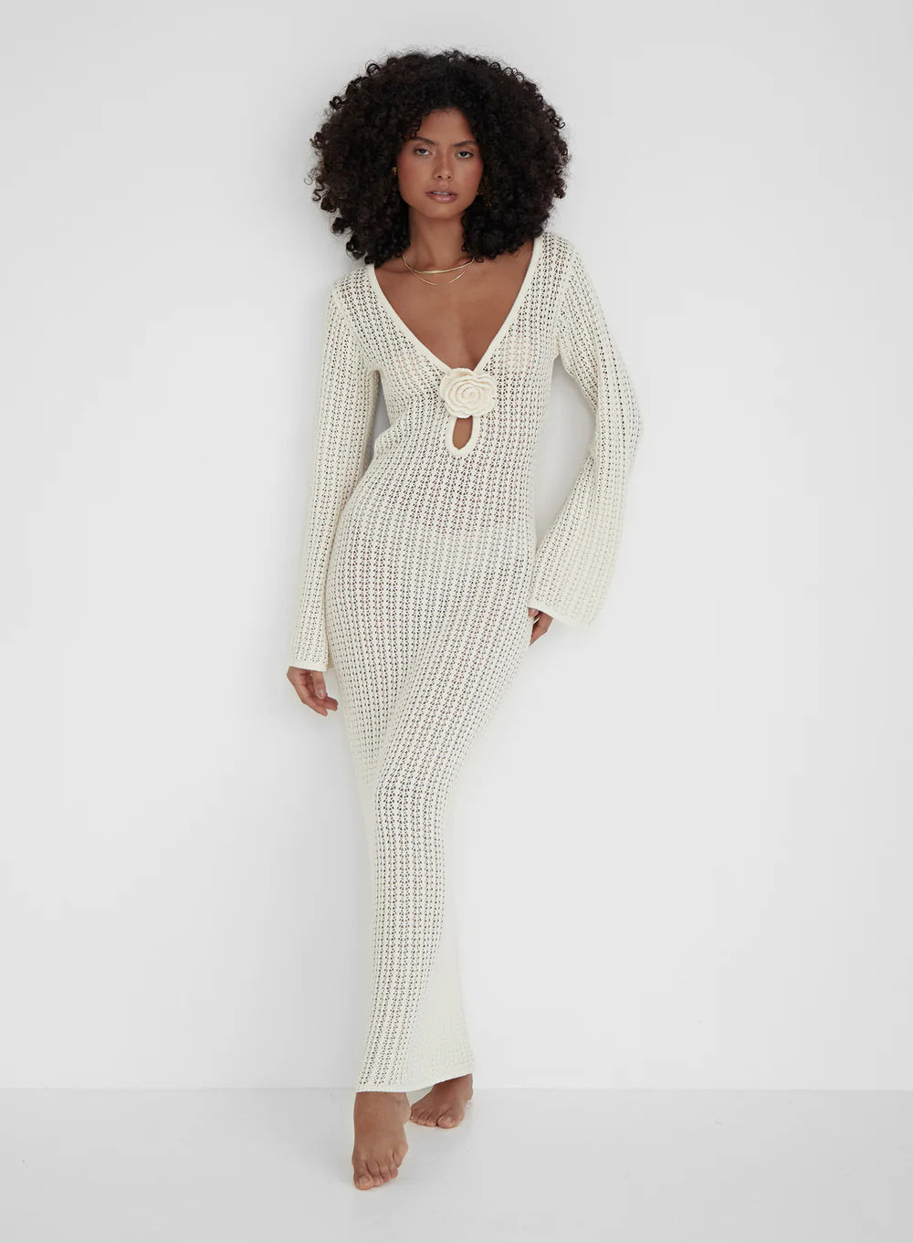 WW | Rückenfreies Strickkleid Beige