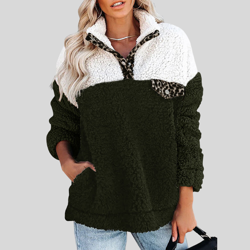 WW | Sherpa-Pullover - Weiches Fleece - Viertel-Reißverschluss - Stehkragen - Lockere Passform