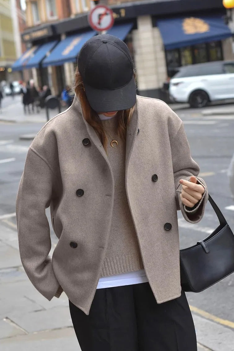 WW | Solid Braun Langarm Knopfjacke