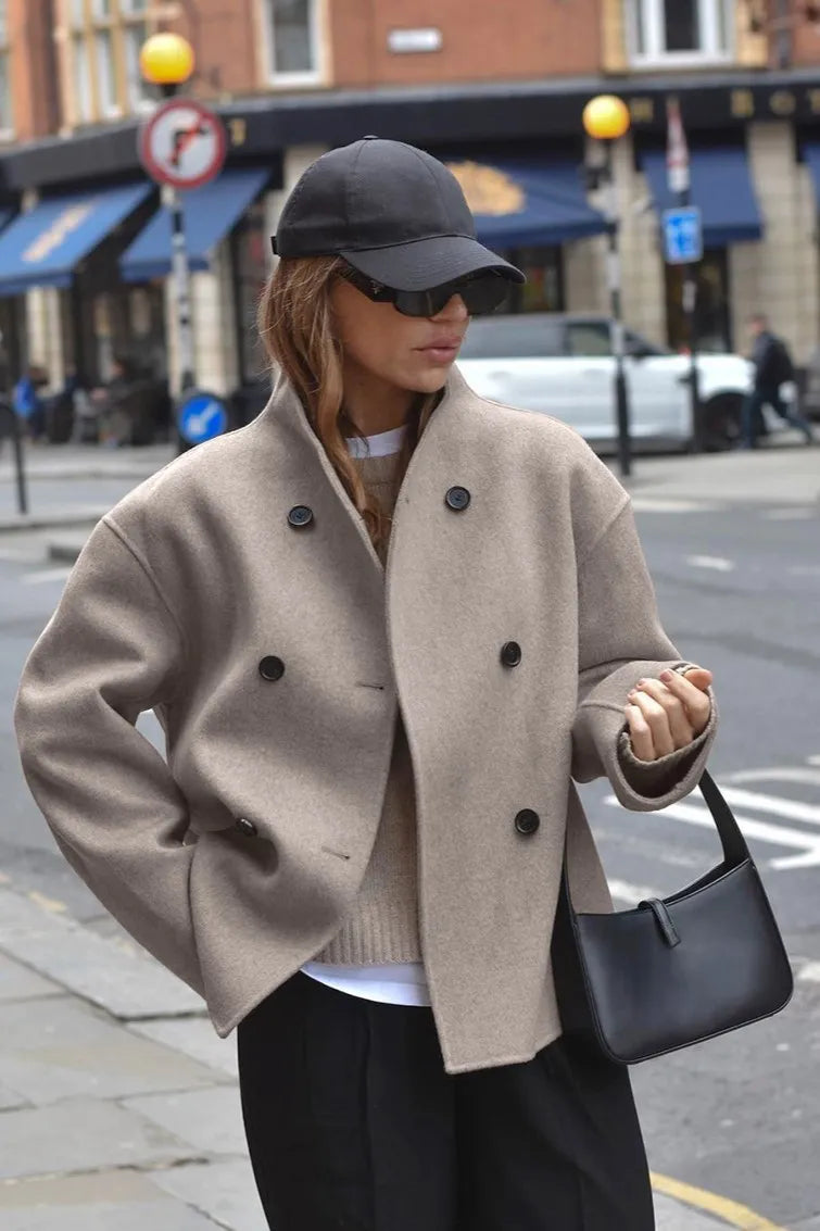 WW | Solid Braun Langarm Knopfjacke