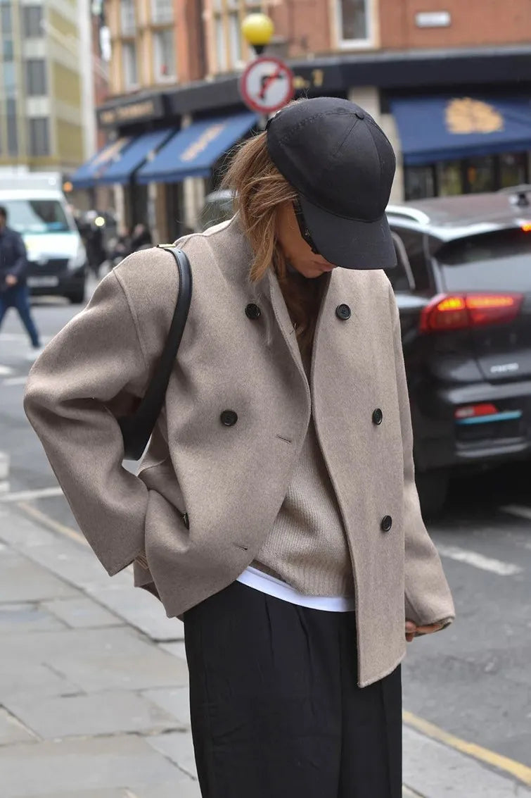 WW | Solid Braun Langarm Knopfjacke