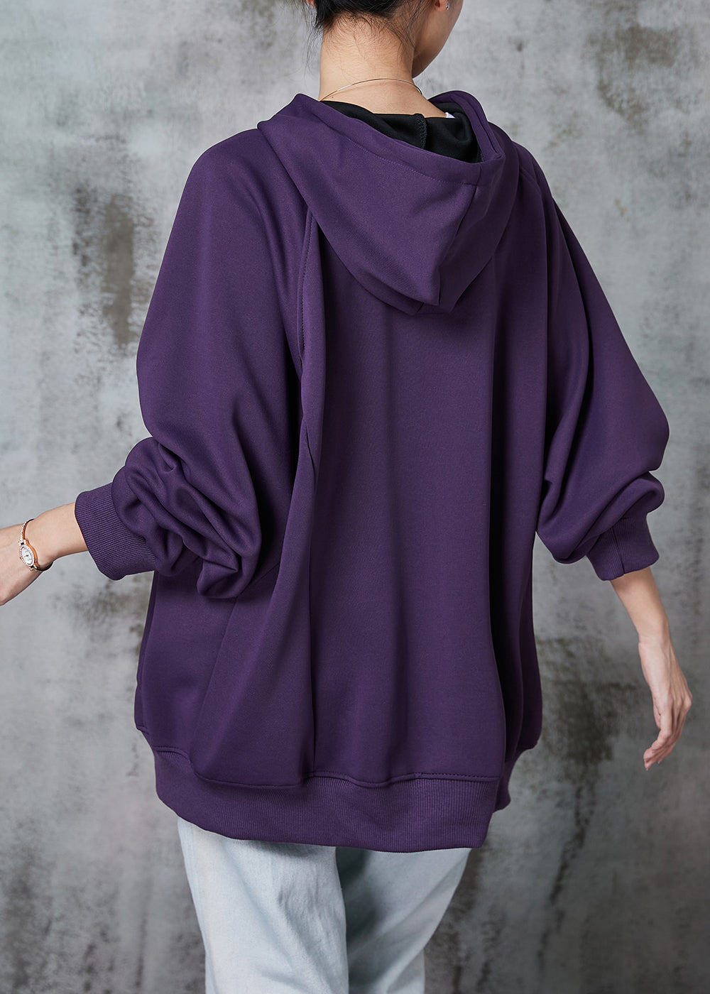 WW | Matte lila Kapuzenjacken mit Taschen aus Baumwoll-Sweatshirt