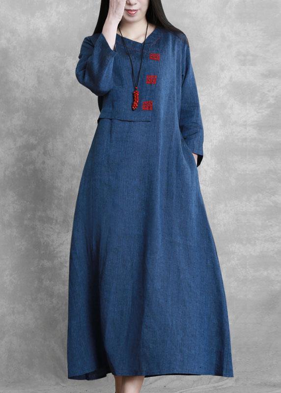 WW | Blue Fine Box Coat Fabrics Round Neck Tie Waist Jackets
