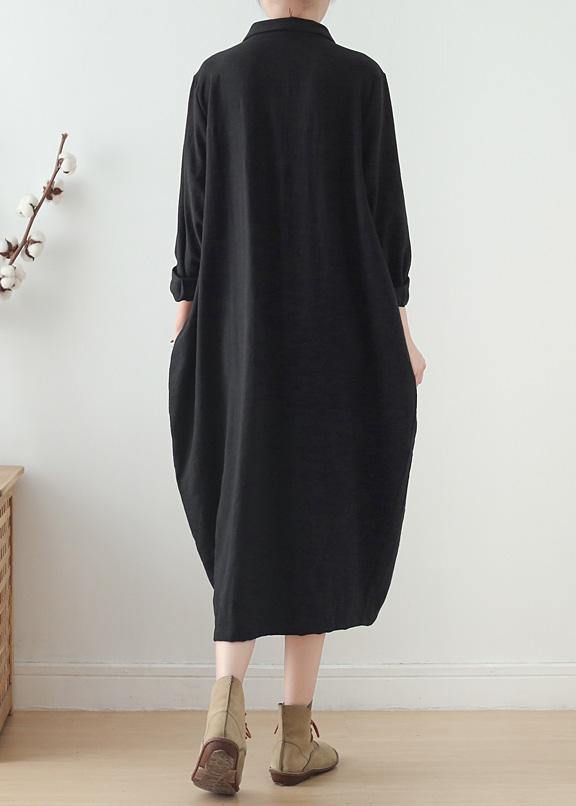 WW | Lapel Pockets Plus Size Clothes for Women Black Knee Women's Coats