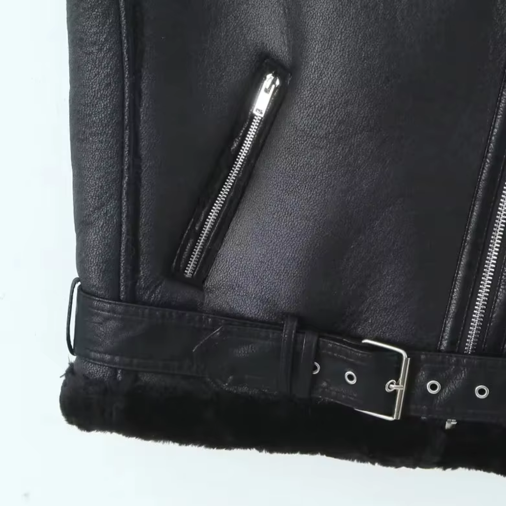WW | Women's Faux Leather Vest with Faux Shearling Lining