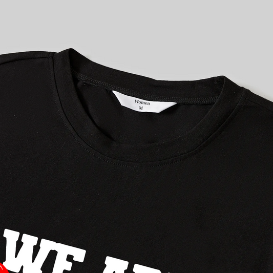 WW | Christmas "We Are Family" Text Print Black Long Sleeve Top with Green & Black Checked Family Pyjamas