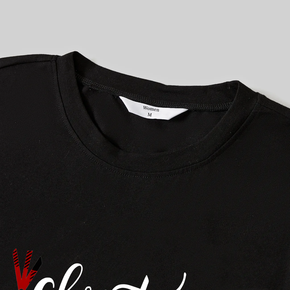 WW | "Merry Christmas" Text Print Black Long Sleeve Top with Green and Black Plaid Family Pajamas