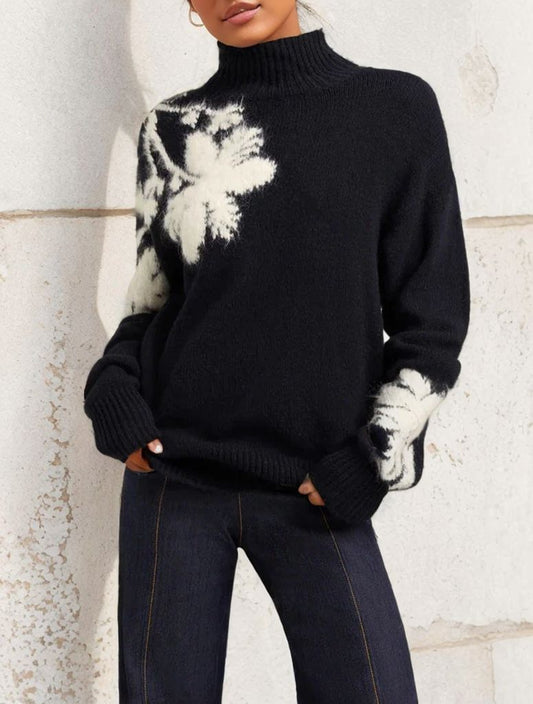 WW | Long-Sleeve Crew-Neck Sweater with Floral Pattern
