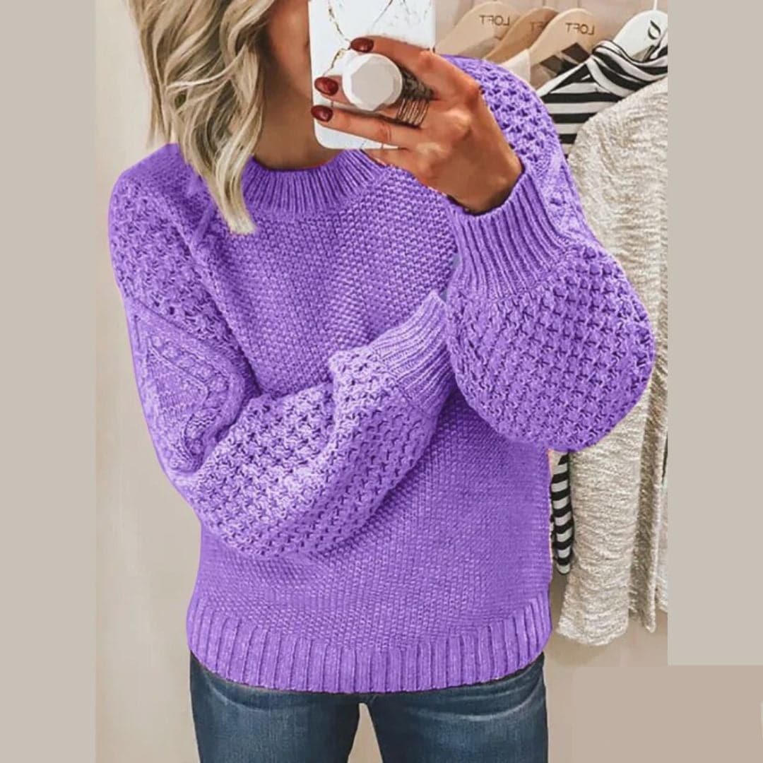 WW | Strickpullover - Sanfter Strick - Lockere Passform - Ballonärmel und Rundhalsausschnitt