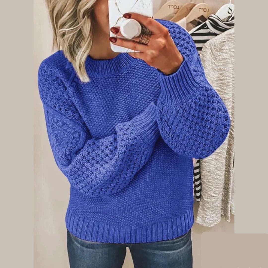 WW | Strickpullover - Sanfter Strick - Lockere Passform - Ballonärmel und Rundhalsausschnitt