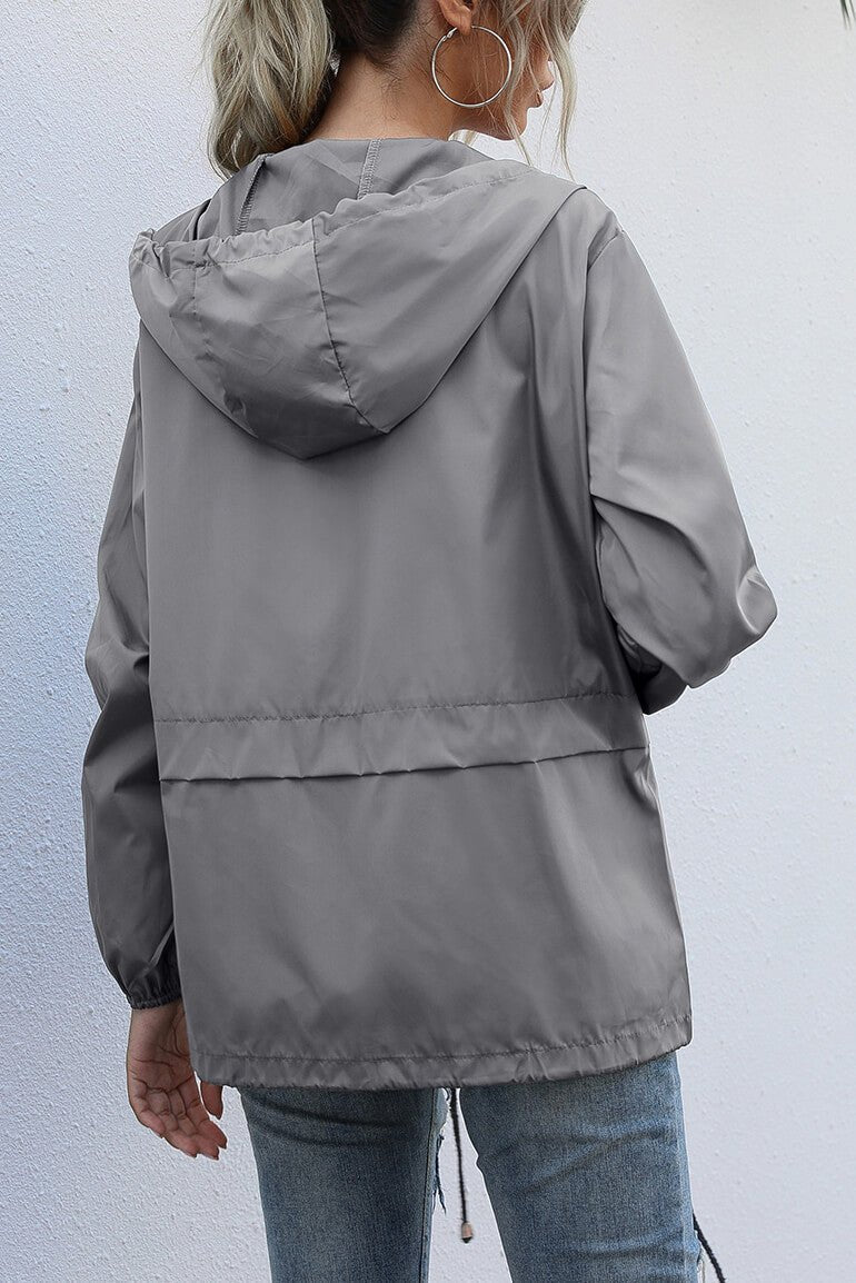 WW | Windbreaker-Jacke - Verstellbarer Kordelzugbund - Wasserabweisend - Lässige Outdoor-Schicht