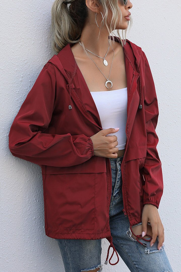 WW | Windbreaker-Jacke - Verstellbarer Kordelzugbund - Wasserabweisend - Lässige Outdoor-Schicht