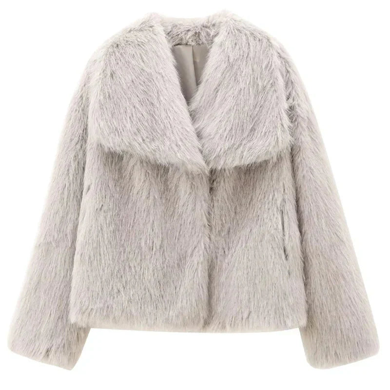 WW | Short Fluffy Faux Fur Jacket For Women