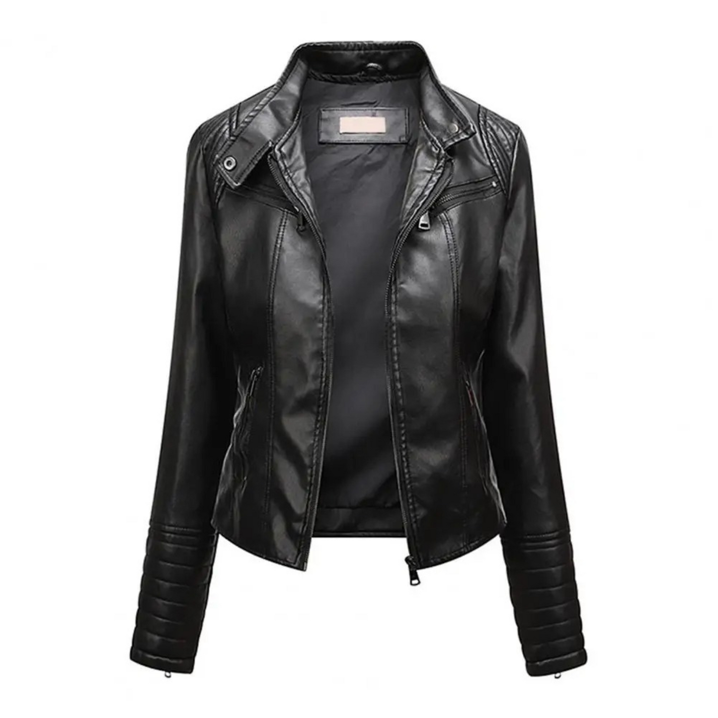 WW | sportliche kurze Lederjacke für Damen mit Stehkragen