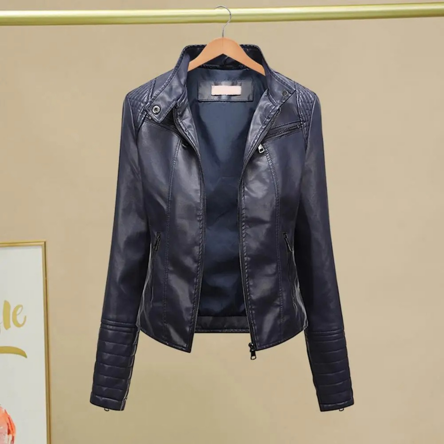 WW | sportliche kurze Lederjacke für Damen mit Stehkragen