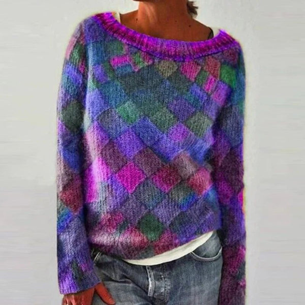 WW | Cozy Loose-Fit Sweater with Diamond Pattern
