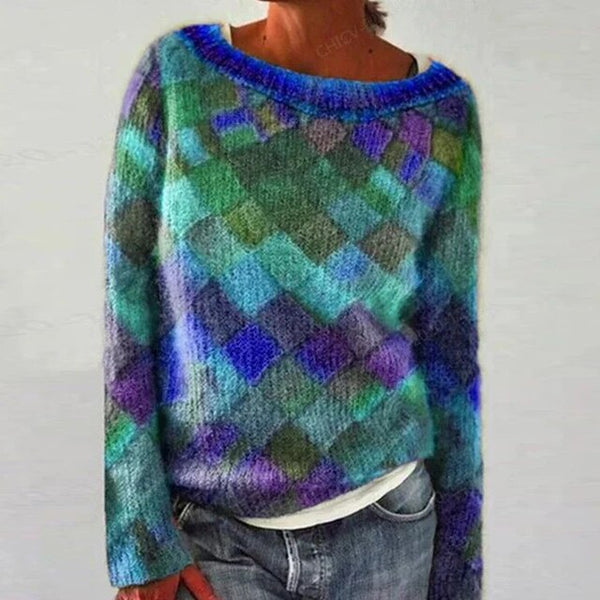 WW | Cozy Loose-Fit Sweater with Diamond Pattern