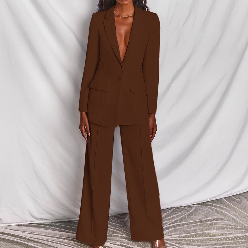 WW Women's Suit - Stylish Two-Piece with Blazer & Long Trousers, Elegant Pant Suit for Business, Evening & Events