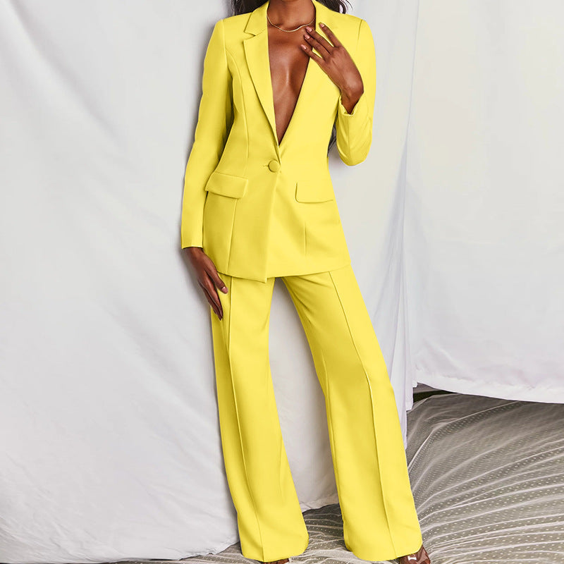 WW Women's Suit - Stylish Two-Piece with Blazer & Long Trousers, Elegant Pant Suit for Business, Evening & Events