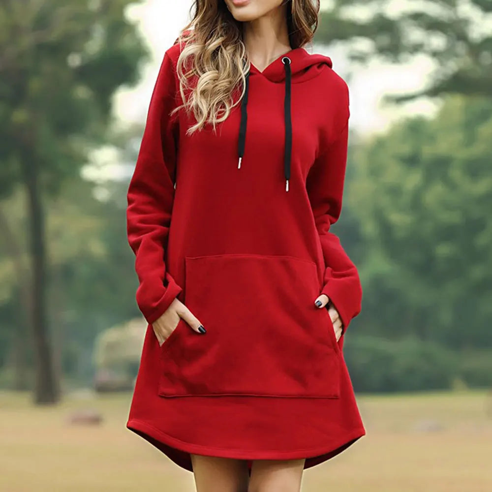 WW | Langes Warmes Hoodie Kleid