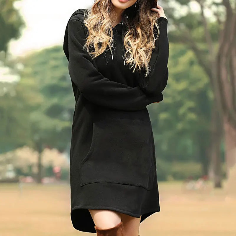 WW | Langes Warmes Hoodie Kleid