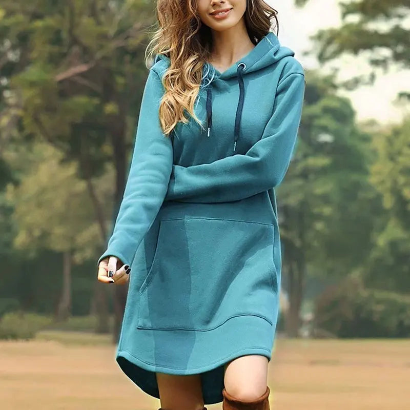 WW | Langes Warmes Hoodie Kleid