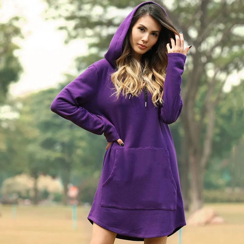 WW | Langes Warmes Hoodie Kleid