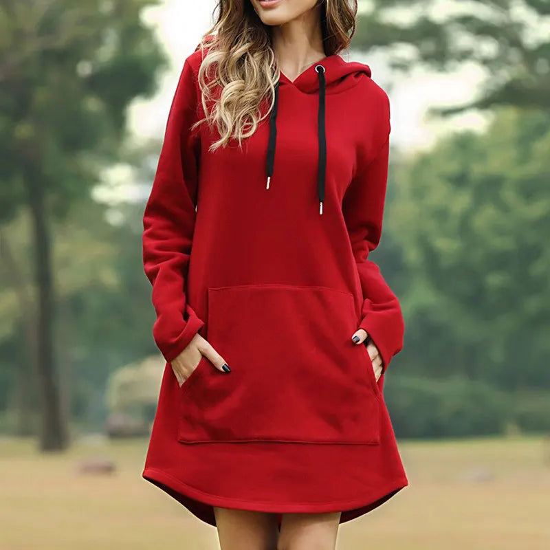 WW | Langes Warmes Hoodie Kleid