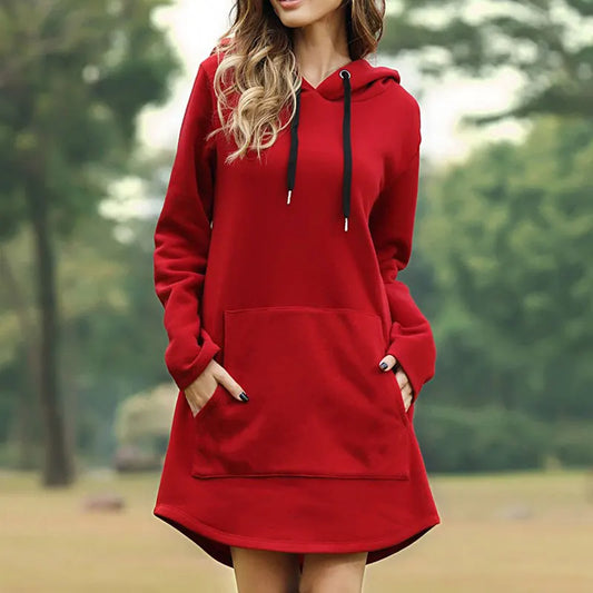 WW | Langes Warmes Hoodie Kleid
