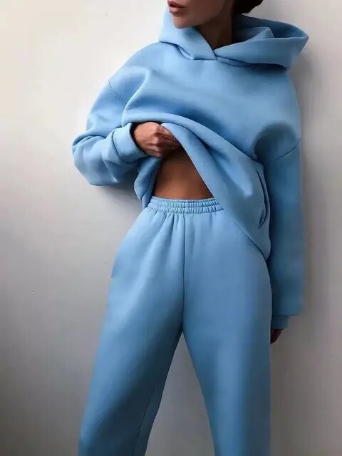 WW | Bequeme Kapuzenpullover- und Jogginghosen-Set für Frauen