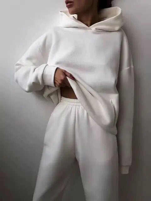 WW | Bequeme Kapuzenpullover- und Jogginghosen-Set für Frauen