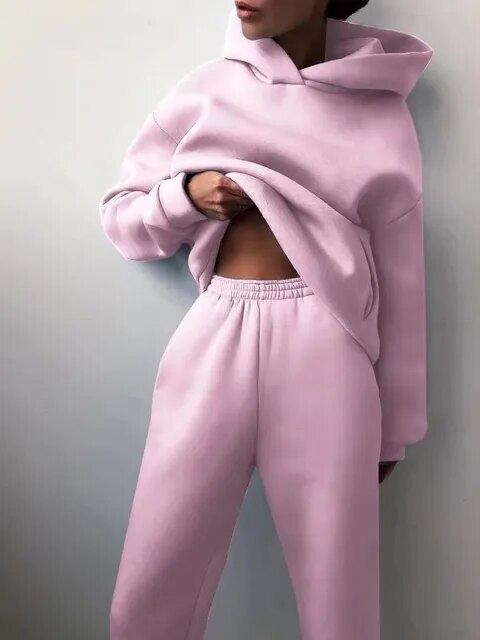 WW | Bequeme Kapuzenpullover- und Jogginghosen-Set für Frauen