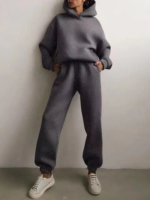 WW | Bequeme Kapuzenpullover- und Jogginghosen-Set für Frauen