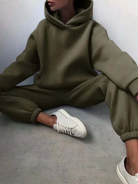 WW | Bequeme Kapuzenpullover- und Jogginghosen-Set für Frauen