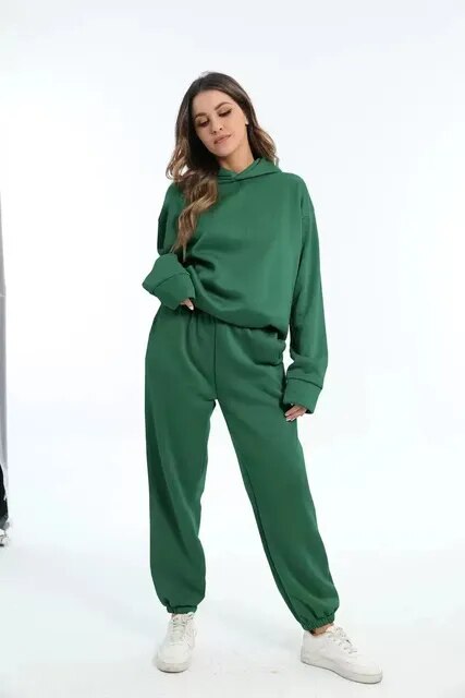WW | Bequeme Kapuzenpullover- und Jogginghosen-Set für Frauen
