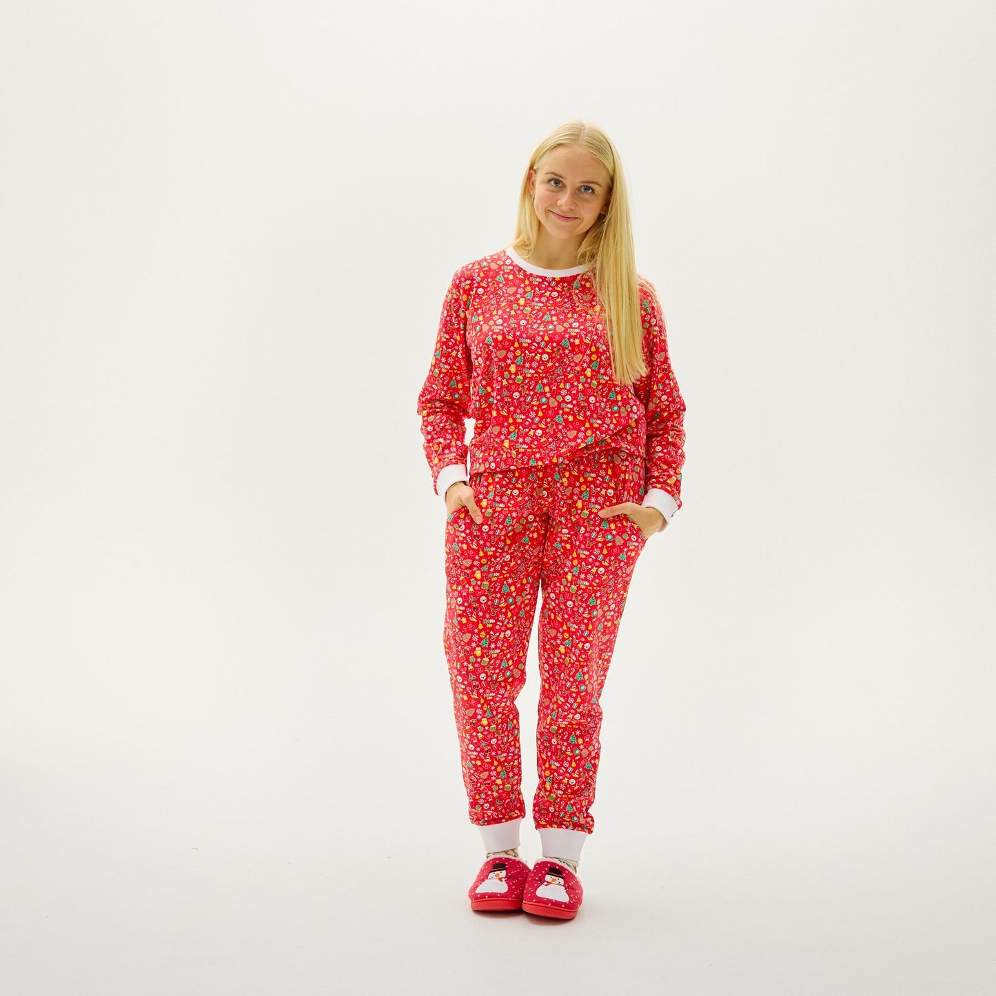 WW | Verrückte Weihnachten Pyjama Rot - Damen
