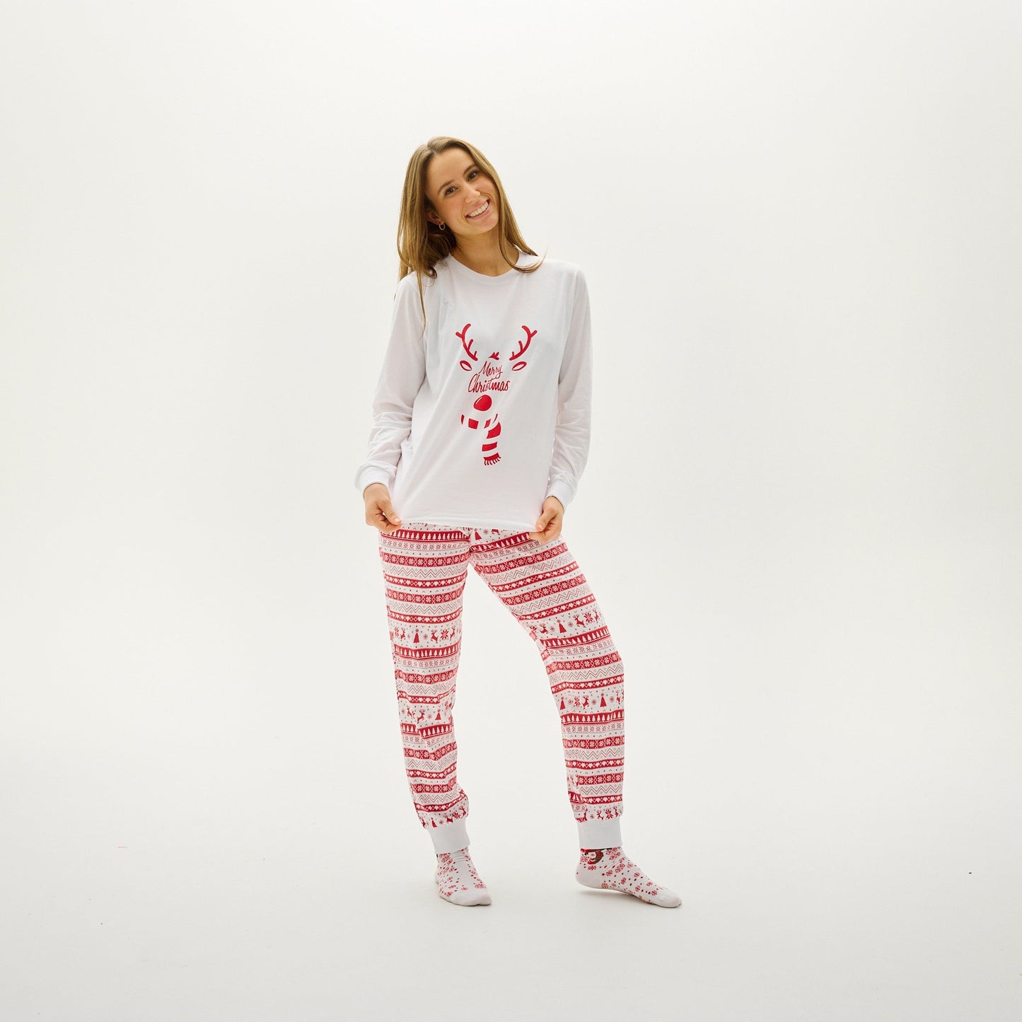 WW | Süßes Weihnachts-Pyjama Rot - Damen