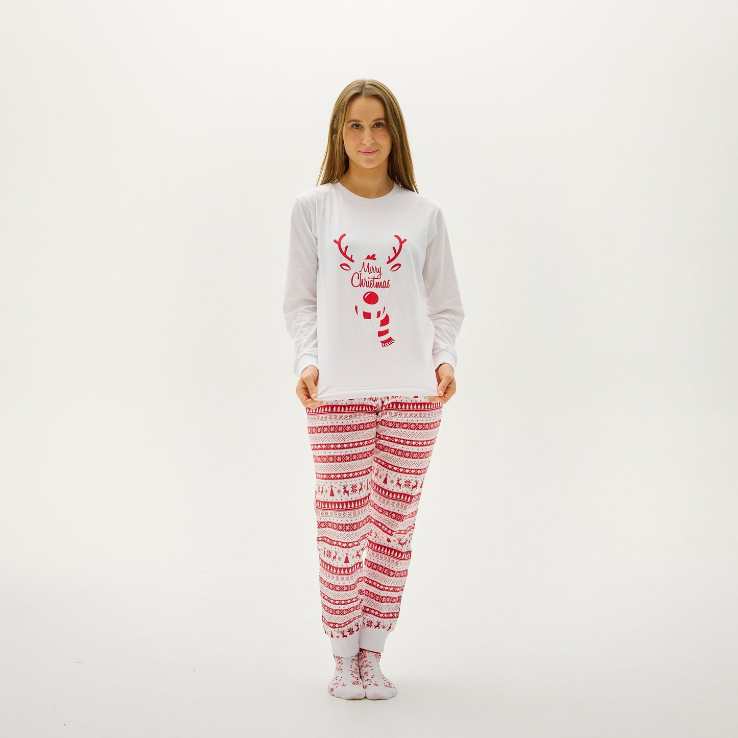 WW | Süßes Weihnachts-Pyjama Rot - Damen