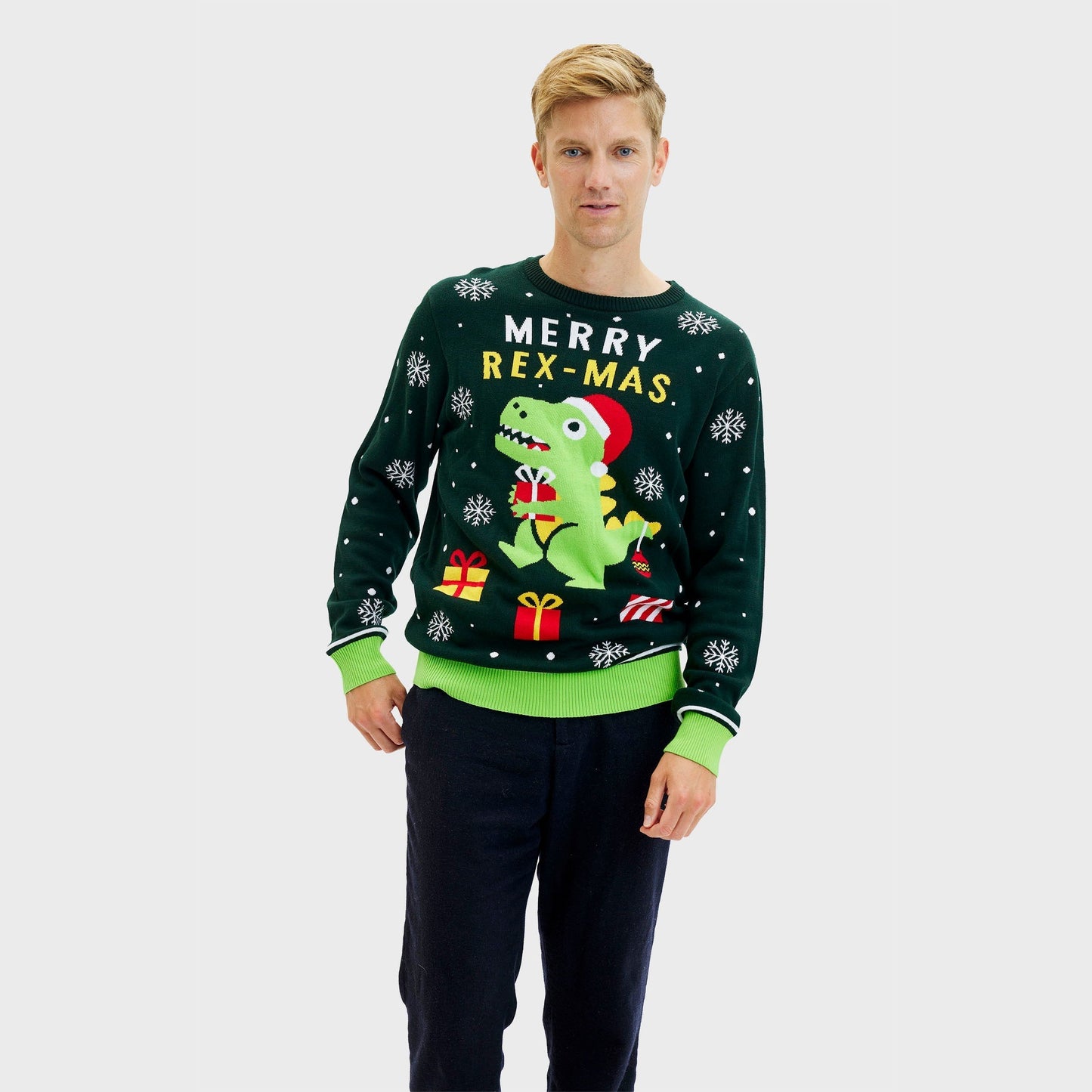 WW | Lustiger Dino Weihnachtspullover - Herren