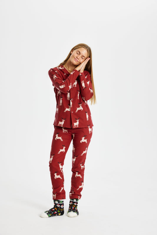 WW | Rentier Weihnachts-Pyjama Flanell - Damen