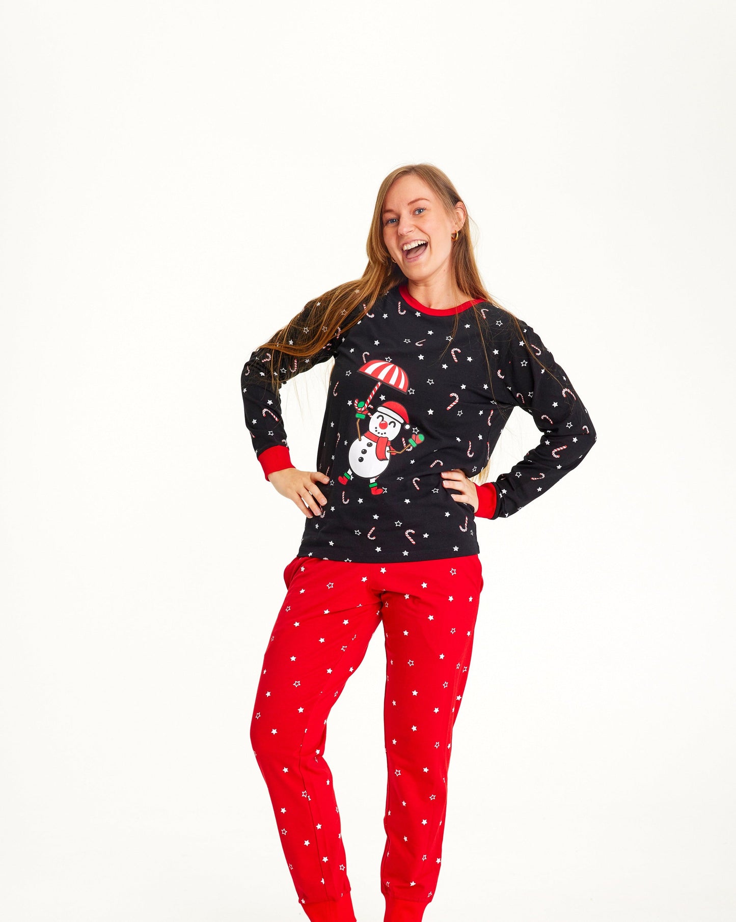 WW | Flugender Schneemann Weihnachts-Pyjama - Damen
