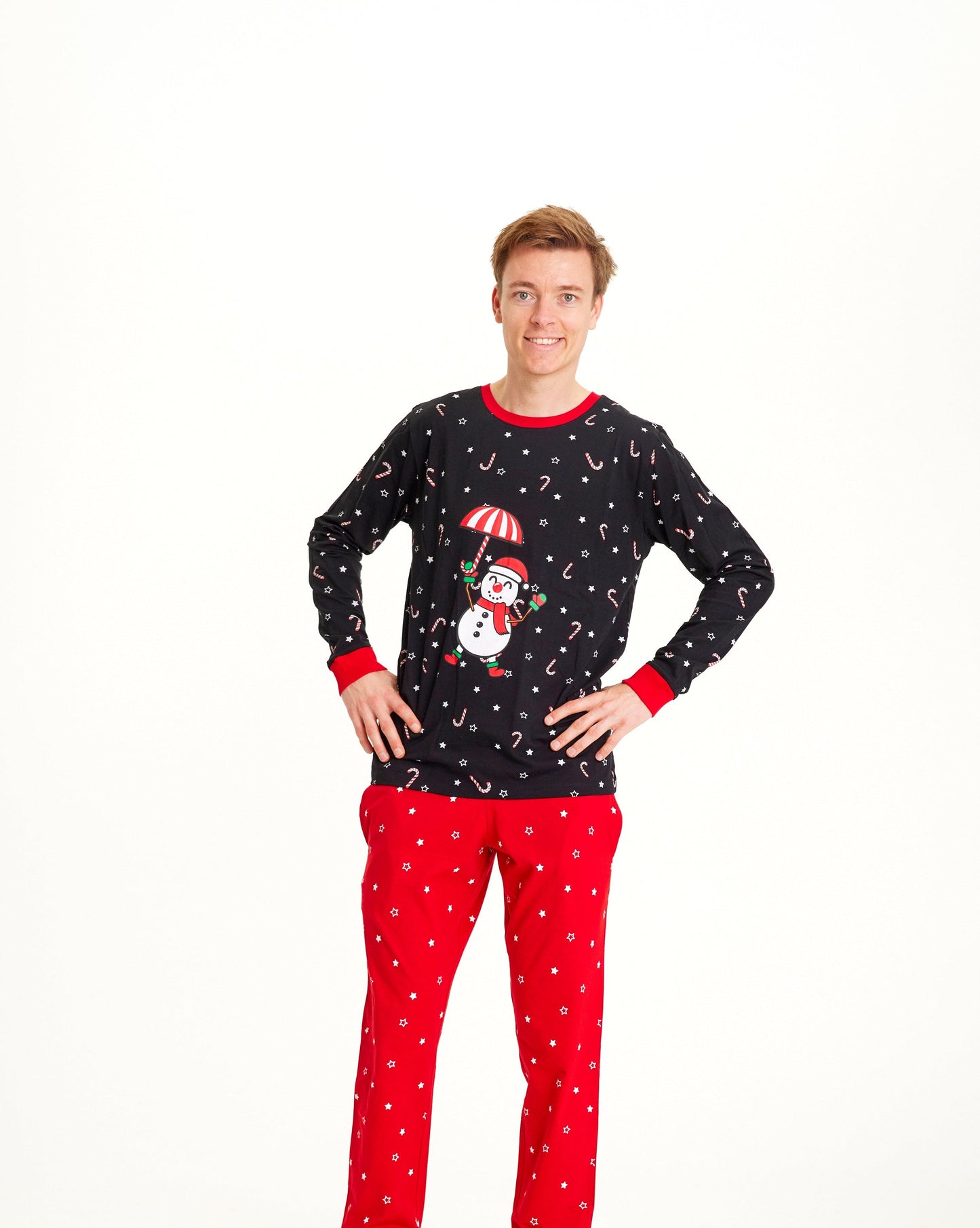 WW | Fliegender Schneemann Weihnachts-Pyjama - Herren