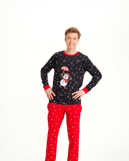 WW | Fliegender Schneemann Weihnachts-Pyjama - Herren