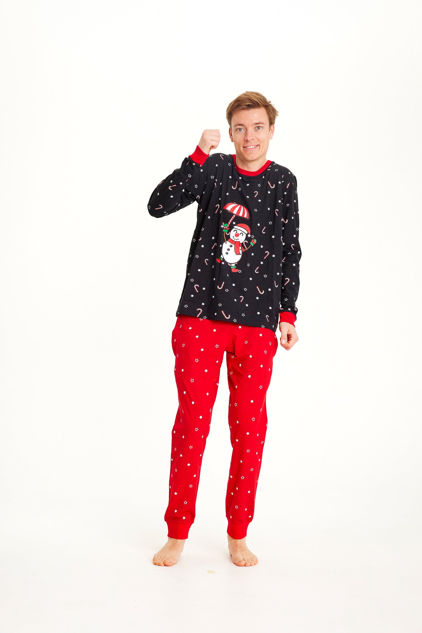 WW | Fliegender Schneemann Weihnachts-Pyjama - Herren