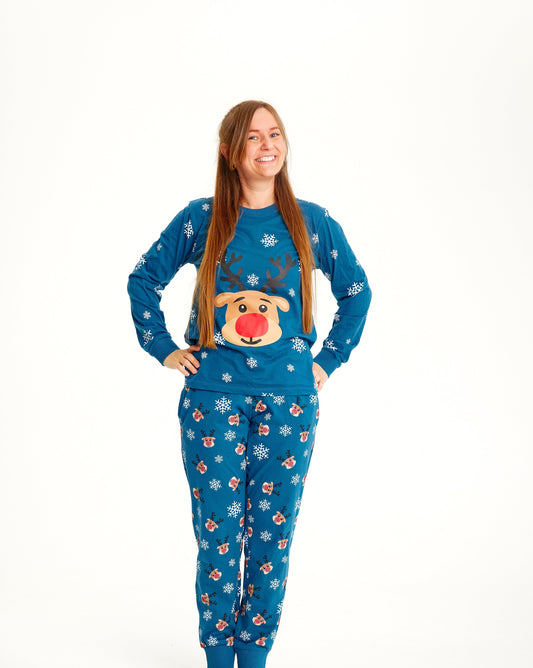 WW | Rudolfs Weihnachts-Pyjama Blau - Damen