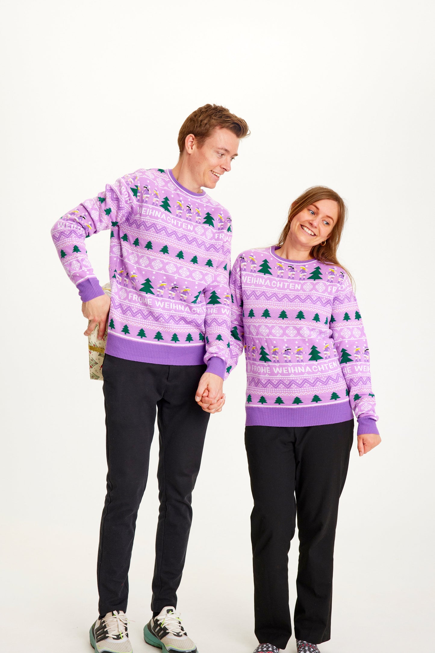 WW | Frohe Weihnachten Weihnachtspullover Lila - Damen