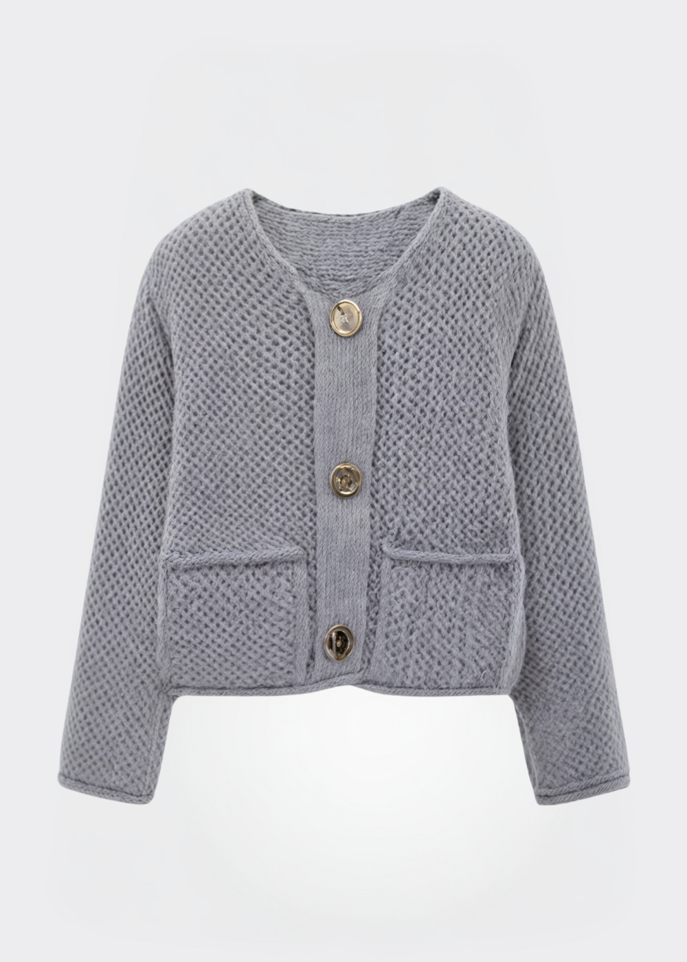 WW | Damen Strickjacke mit Knöpfen und weicher Textur