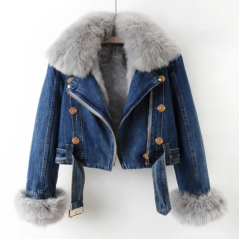 WW | Faux Fur Lined Denim Jacket for Women
